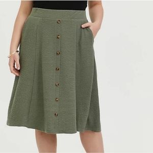 Torrid Olive Stretch Midi Skirt Size 4X